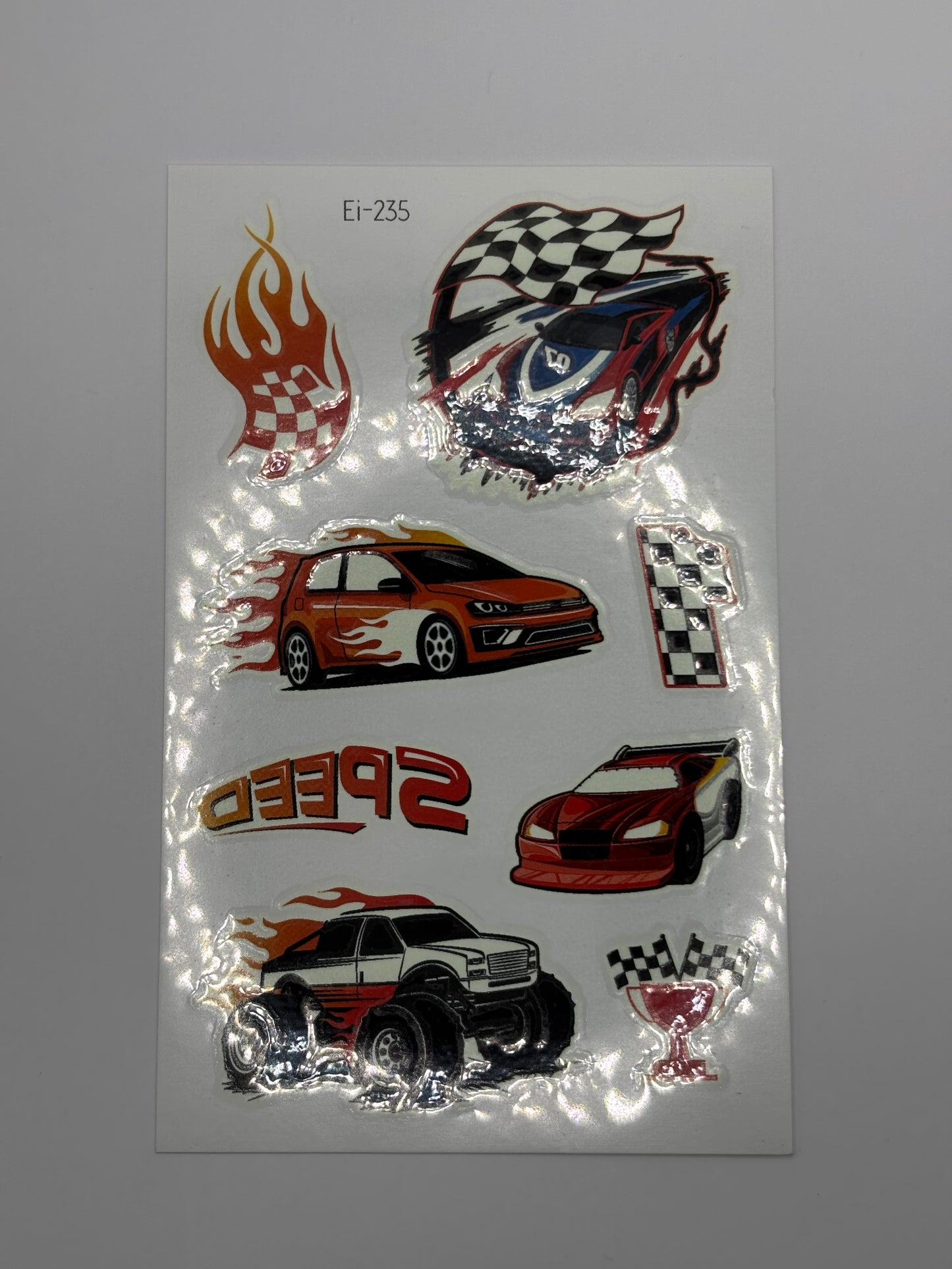 Auto-Tattoos (glow-in-the-dark), 1 Bogen mit 8 stk