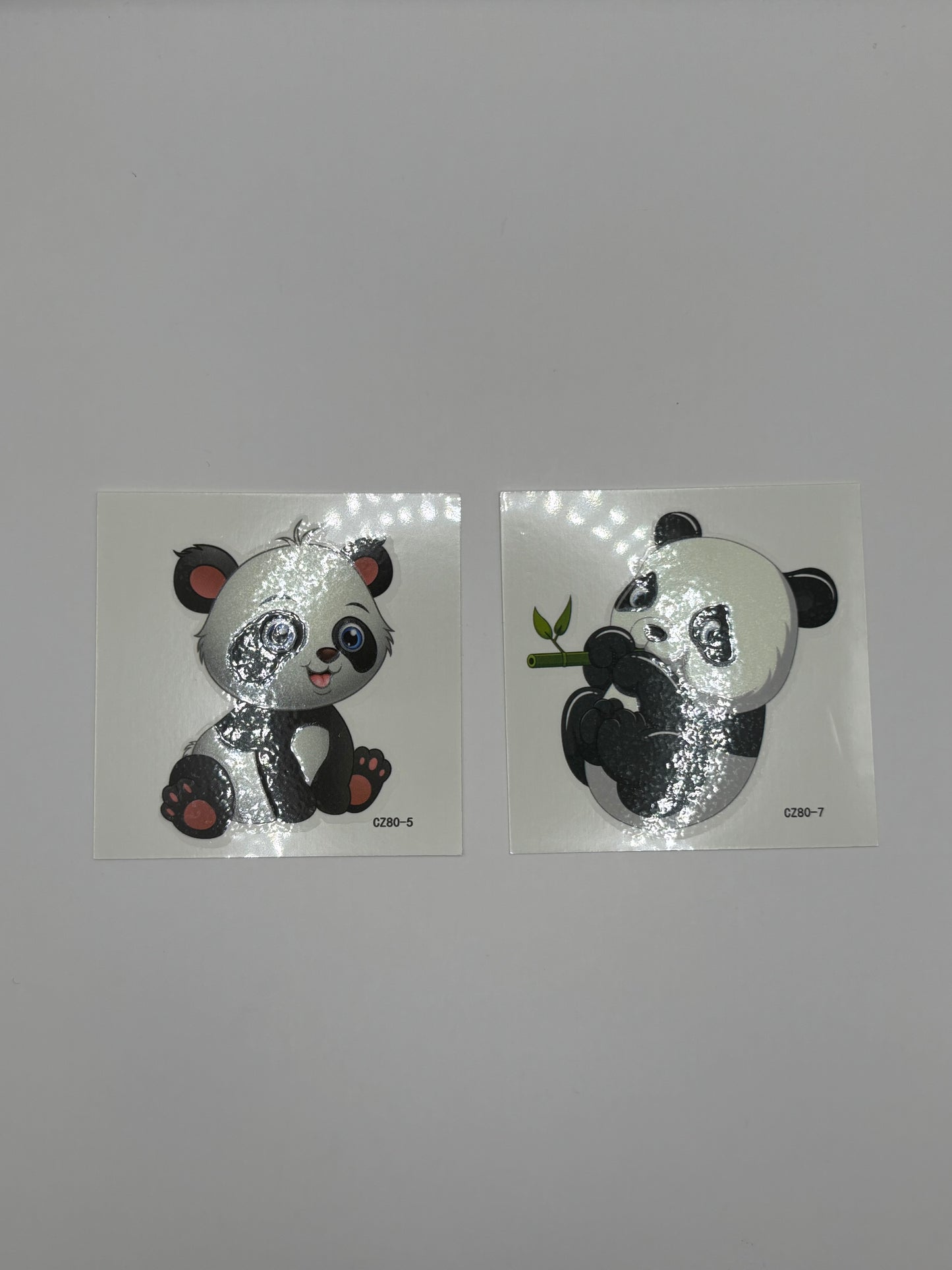 Panda-Tattoos (glow-in-the-dark), 6x6cm (2stk)