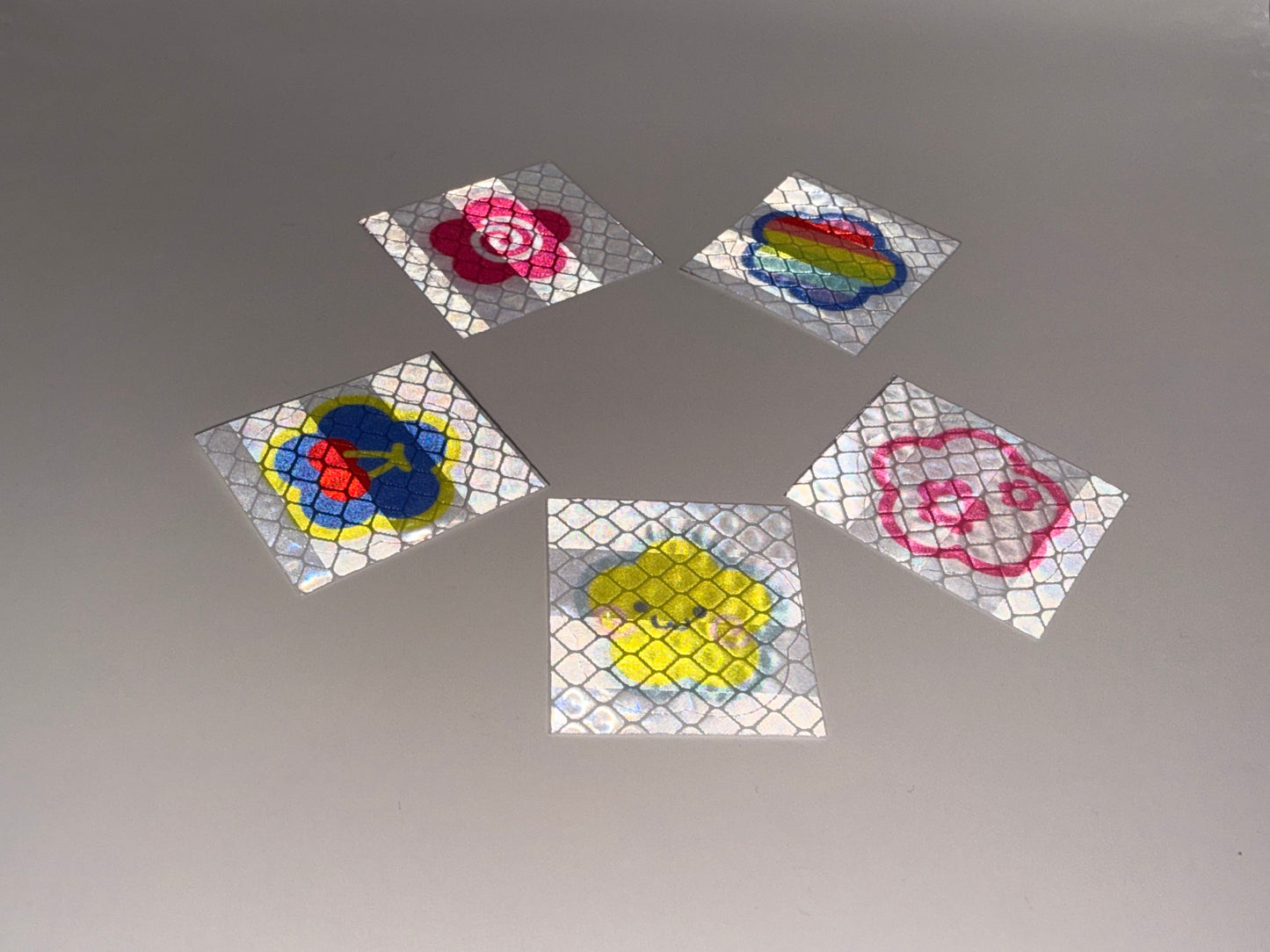 Reflektierende Blumen-Aufkleber, verschiedenfarbig, 3.2 x 3.2cm (5stk)