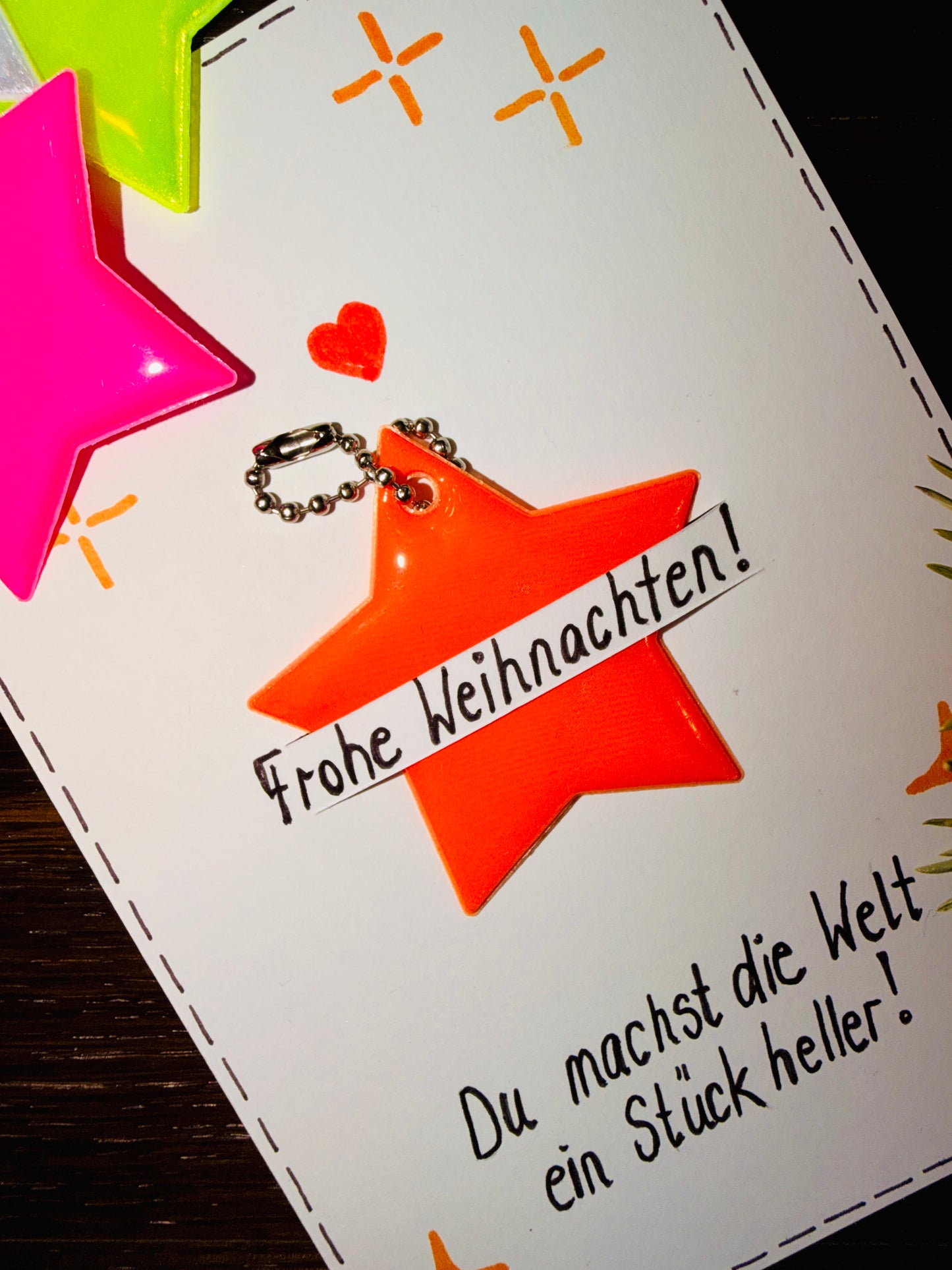 Reflektierender Stern-Anhänger, Farbe zufällig, 5x5cm (1stk)