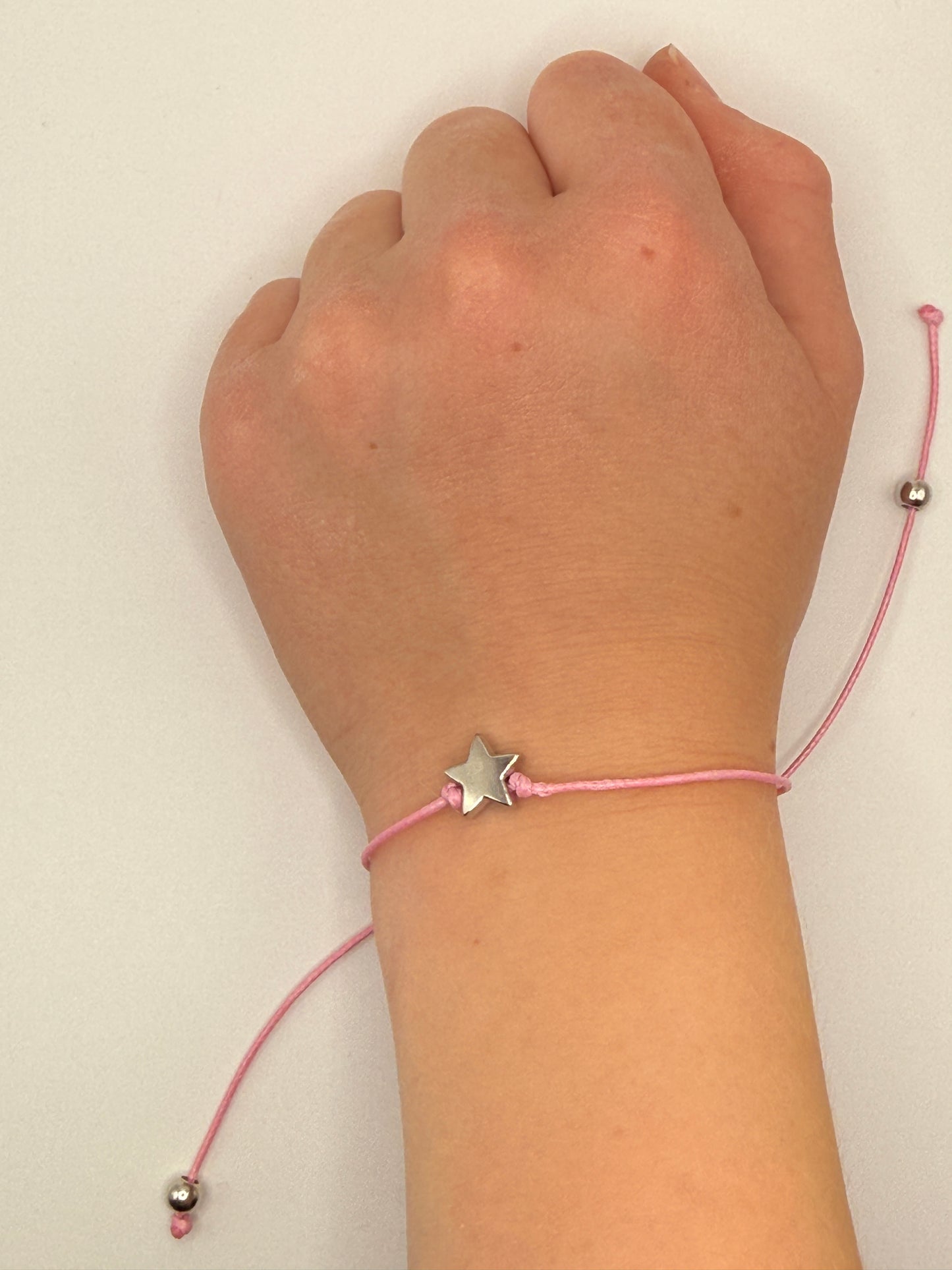 Armband mit Stern, rosa/silber, grössenverstellbar