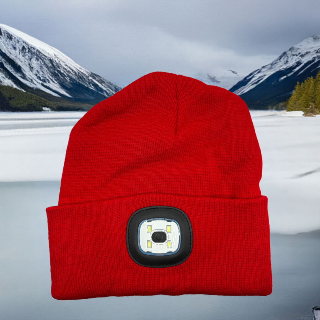 Beanie-Mütze mit LED-Licht, rot, 20 x 21cm (1stk)