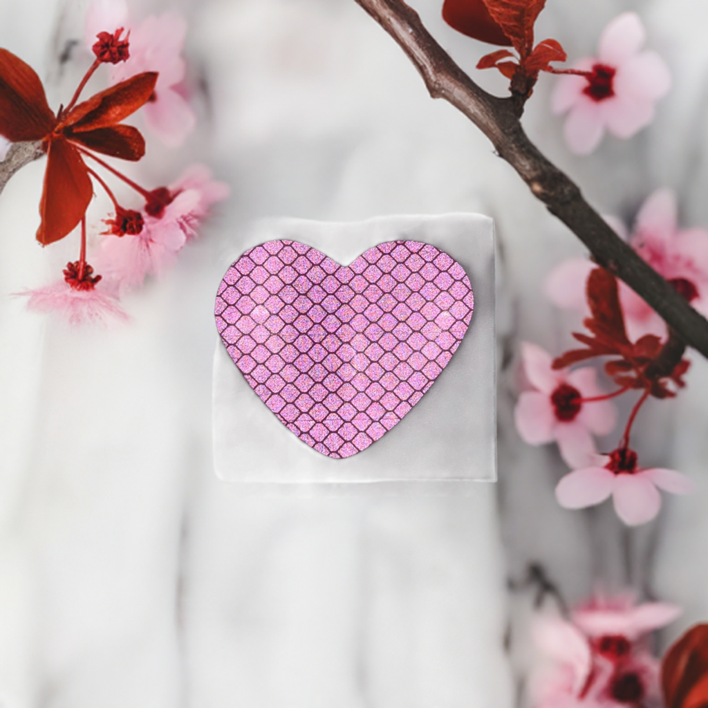 Reflektierende Herz-Aufkleber in rosa, 6x5cm (1stk)