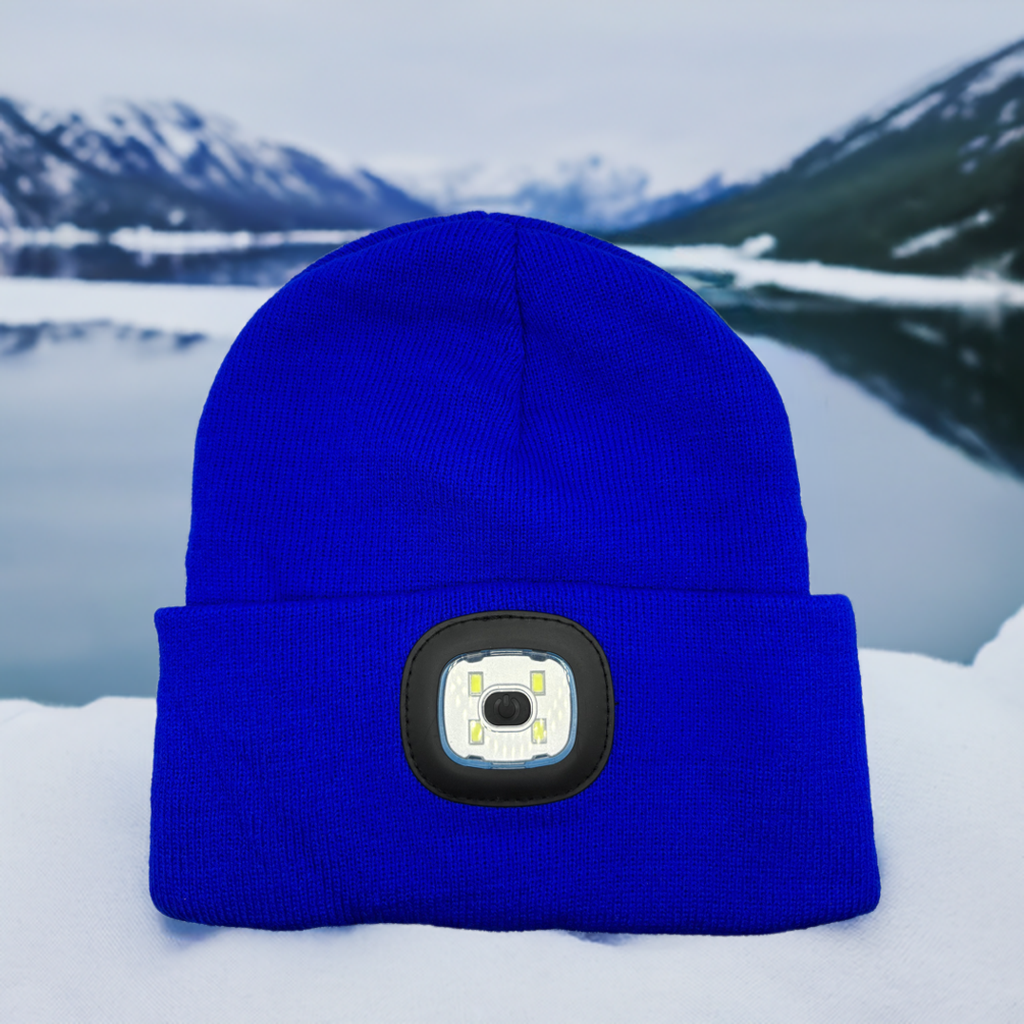 Beanie-Mütze mit LED-Licht, blau, 20 x 21cm (1stk)