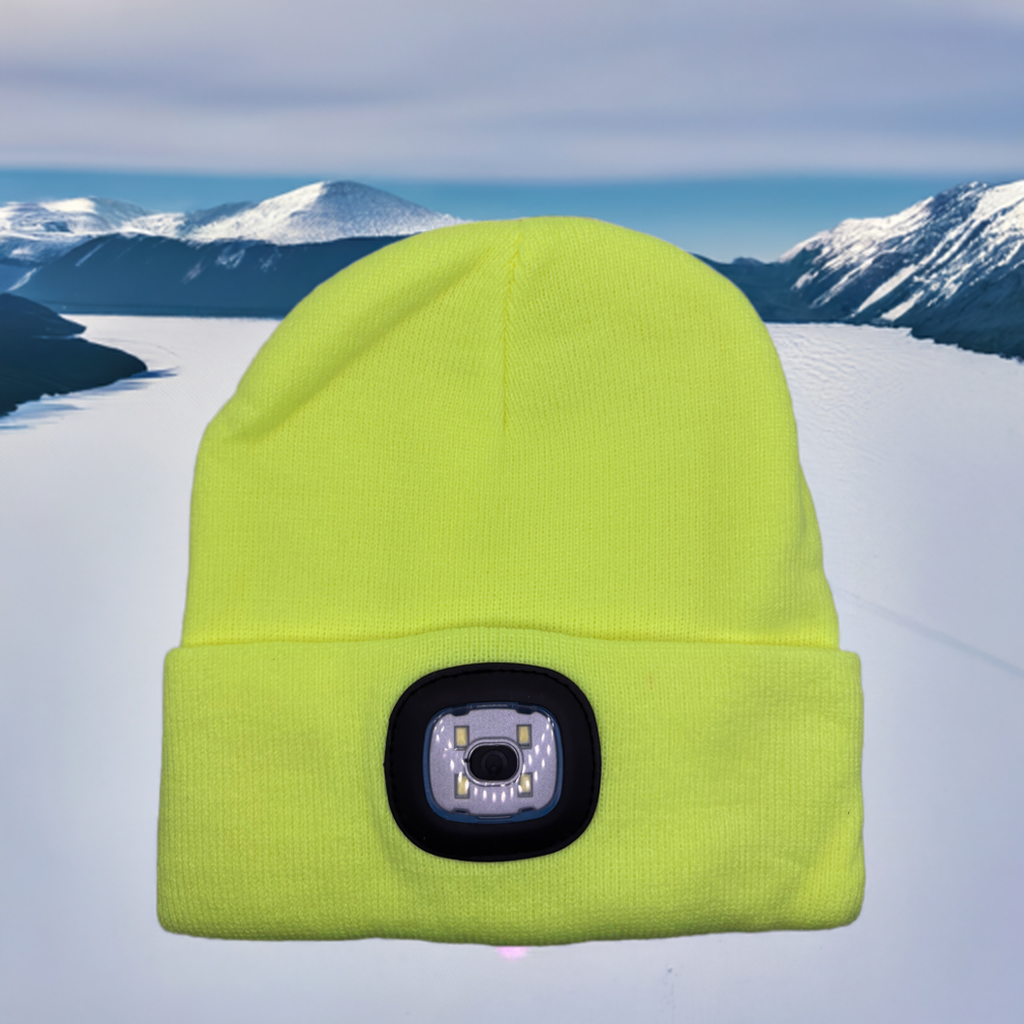 Beanie-Mütze mit LED-Licht, leuchtgelb, 20 x 21cm (1stk)