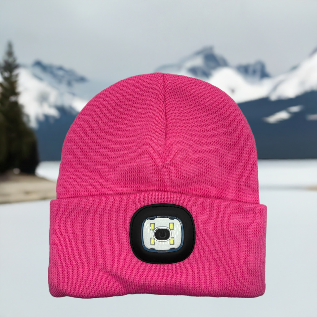 Beanie-Mütze mit LED-Licht, pink, 20 x 21cm (1stk)