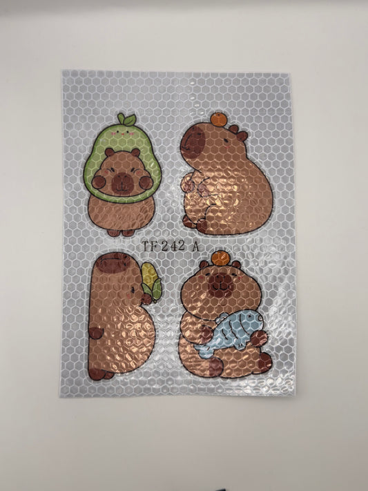 Capybara Reflektor-Sticker, ca. 6x 5cm im 4er Set