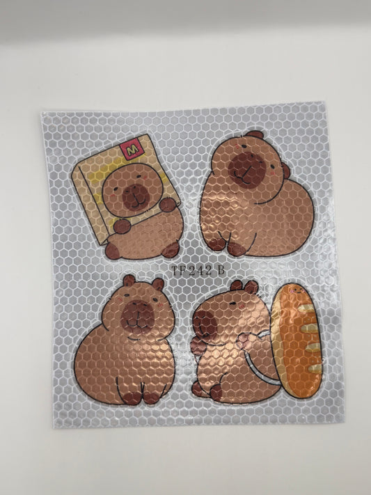 Capybara Reflektor-Sticker, ca. 6x 4.5cm im 4er Set