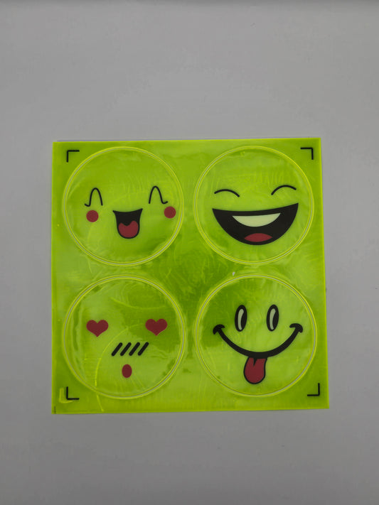 Smiley Reflektor-Sticker Set in Leuchtgelb (5 x 5cm, 4 Stk)