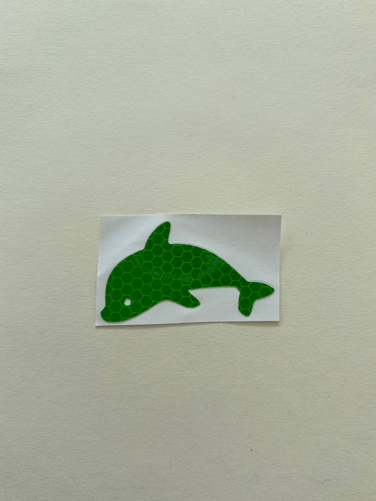 Reflektierende Delfin-Aufkleber in grün, 6cm x 3.5cm (1stk)