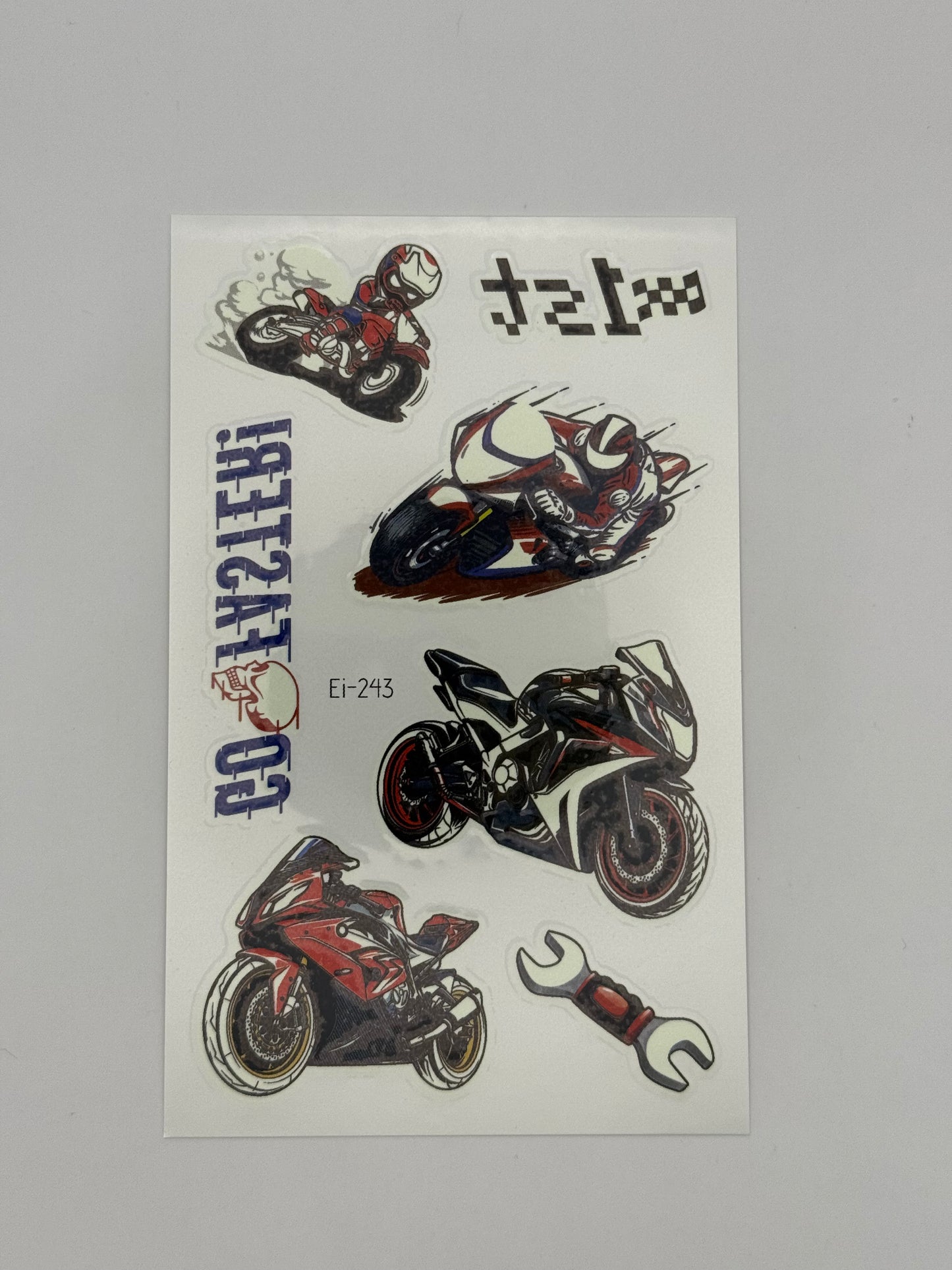 Auto-Tattoos (glow-in-the-dark), 1 Bogen mit 8 stk