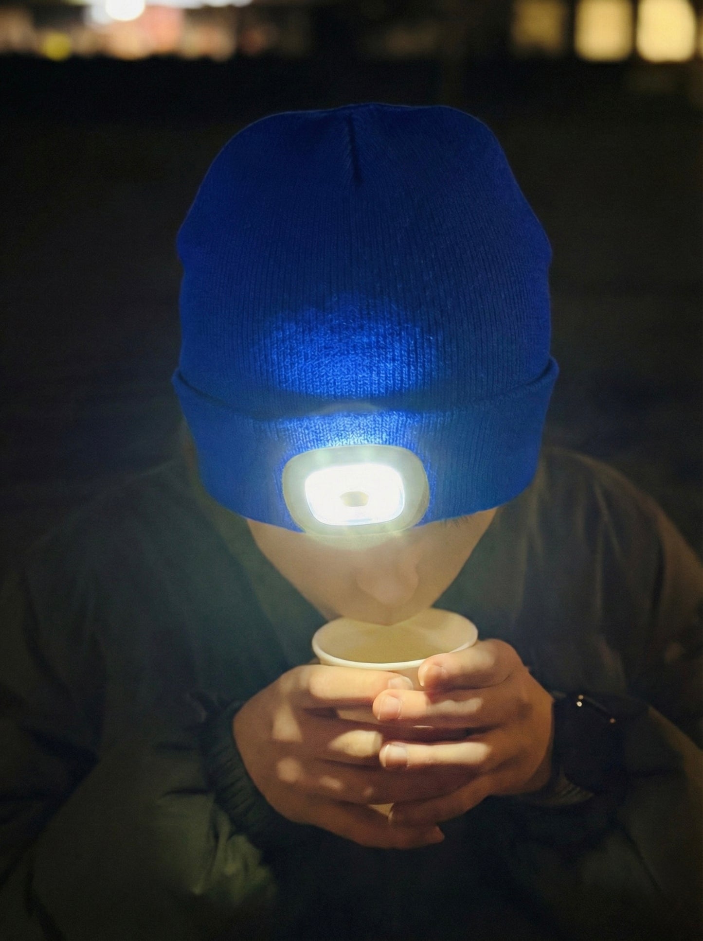 LED-Mütze mit integriertem Licht, blau (One-Size, 20 x 21cm, 1 Stk)
