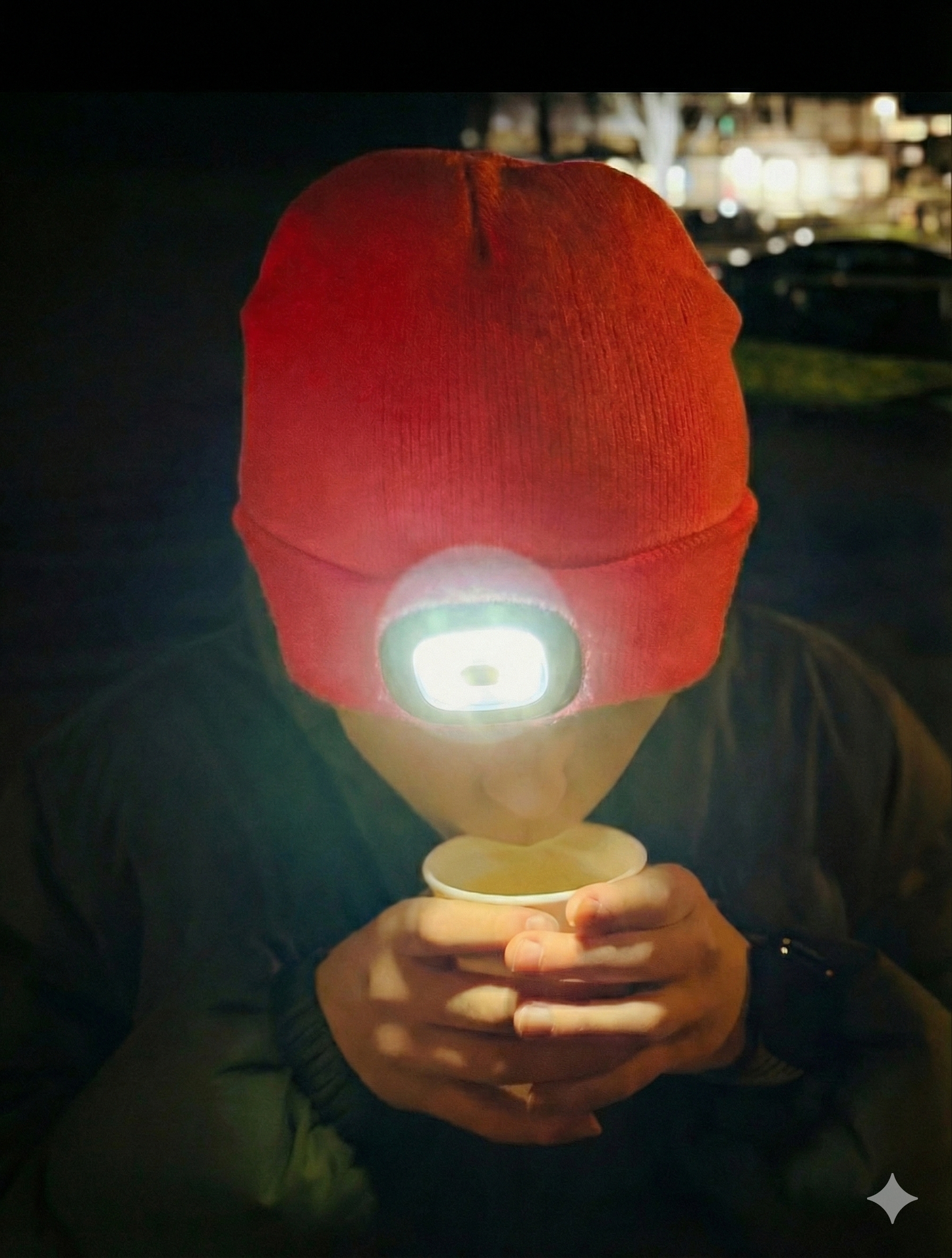 LED-Mütze mit integriertem Licht, rot (One-Size, 20 x 21cm, 1 Stk)