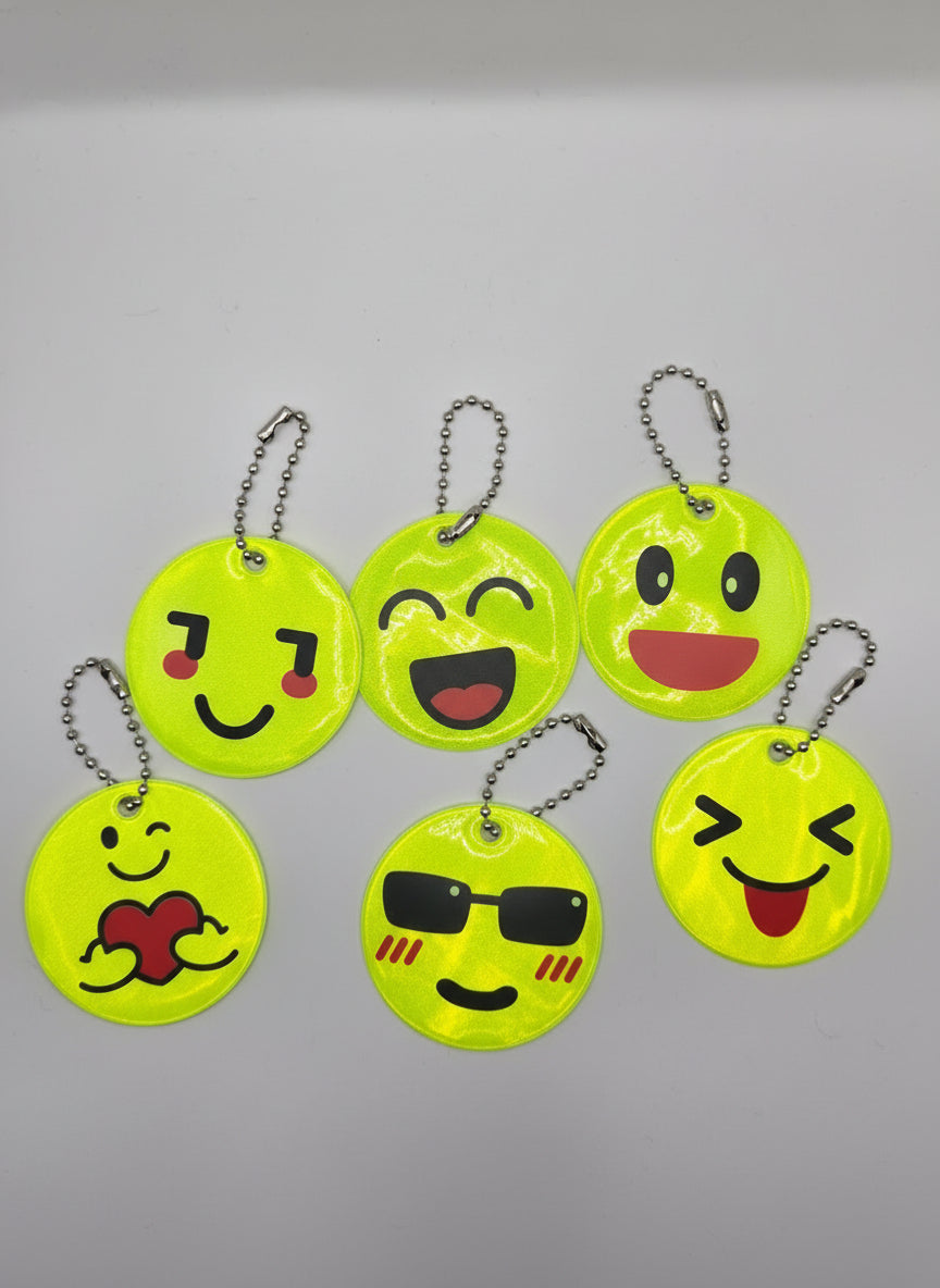Reflektierender Smiley-Anhänger, Motiv zufällig, 5cm x 5cm (1stk)