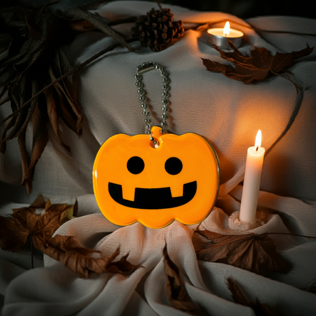 Reflektierender Kürbis-Anhänger, Farbe zufällig, 6x5cm (1stk)