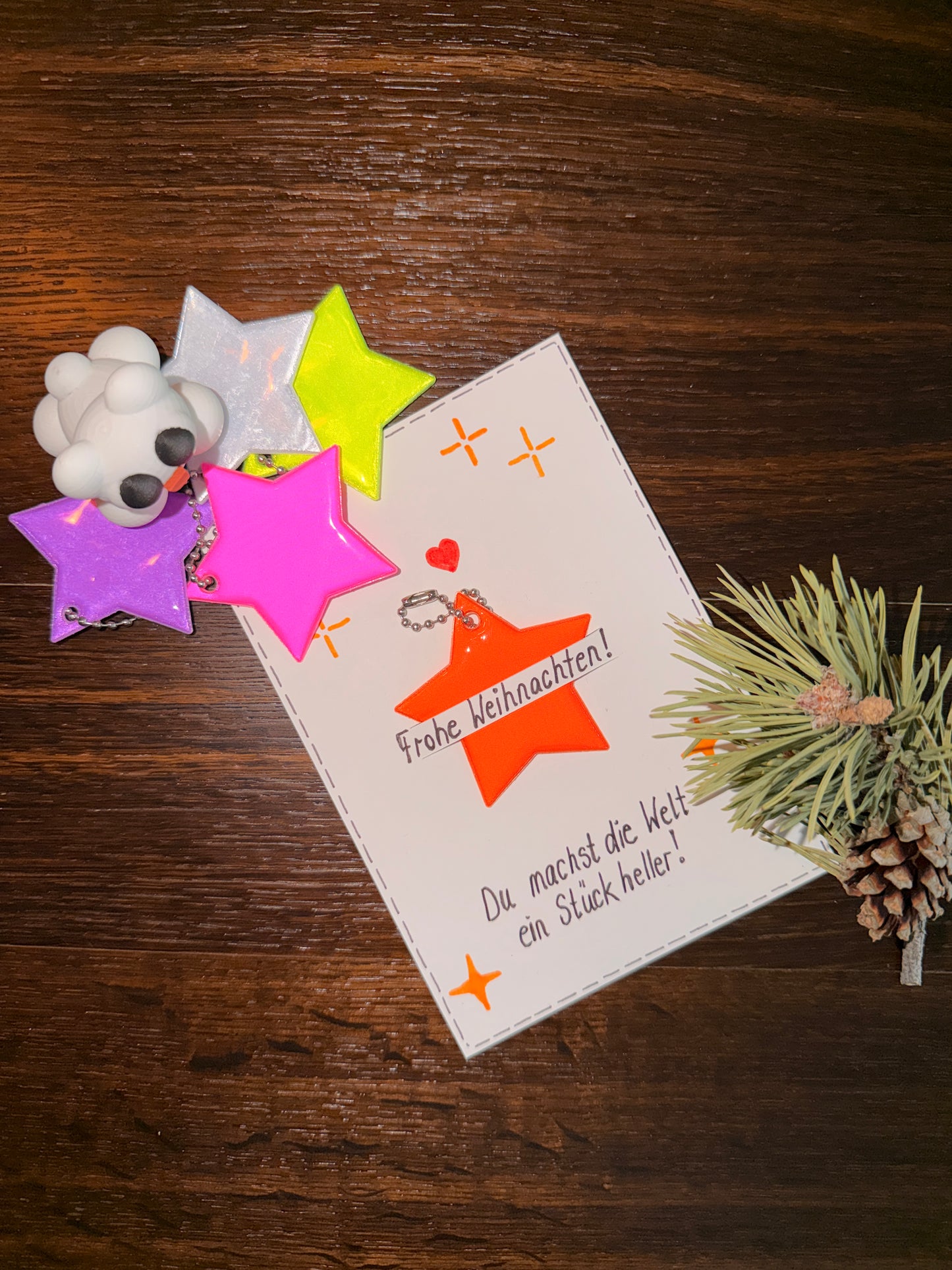Reflektierender Stern-Anhänger, Farbe zufällig, 6x6cm (1stk)