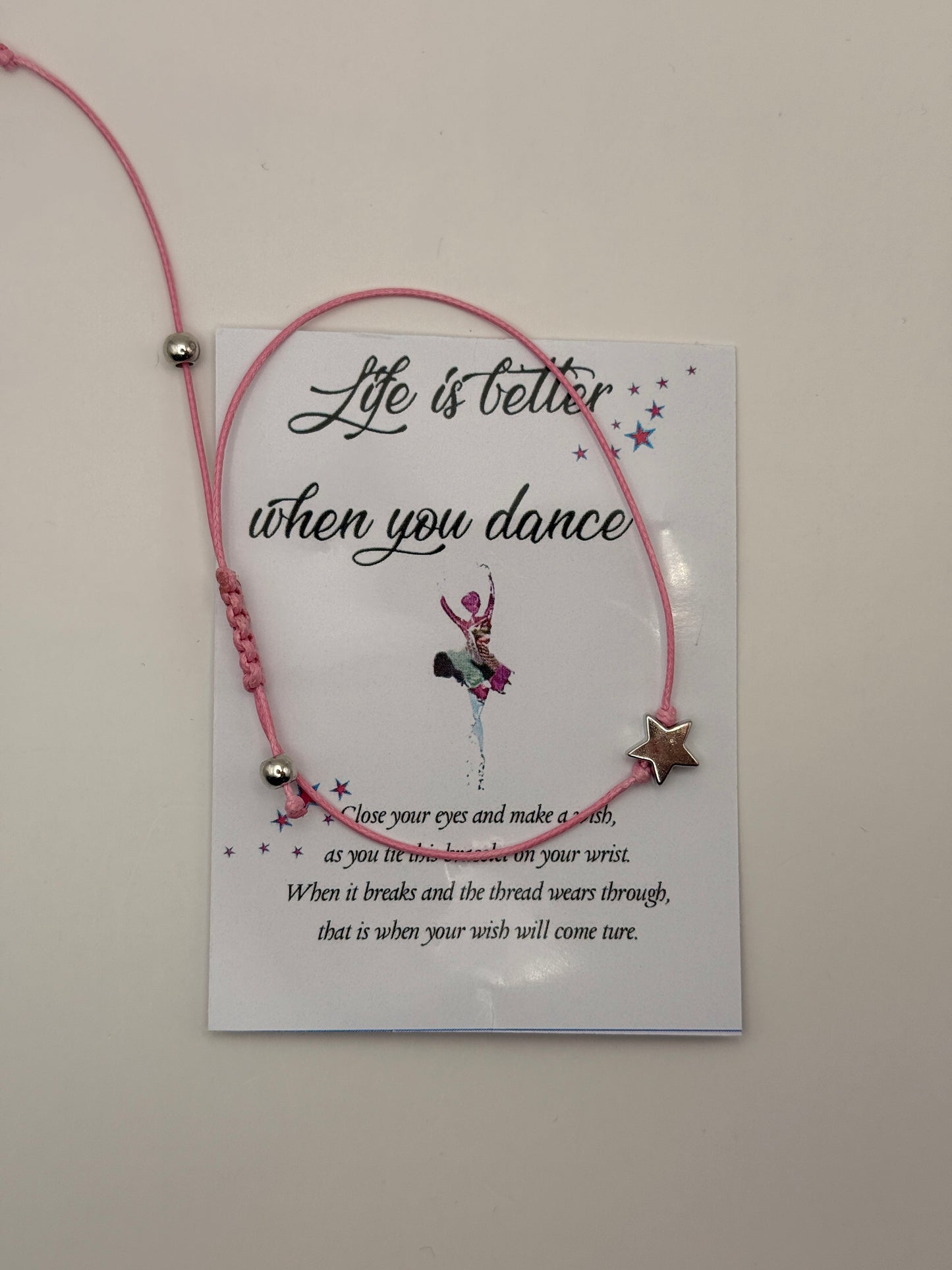 Armband mit Stern, rosa/silber, grössenverstellbar