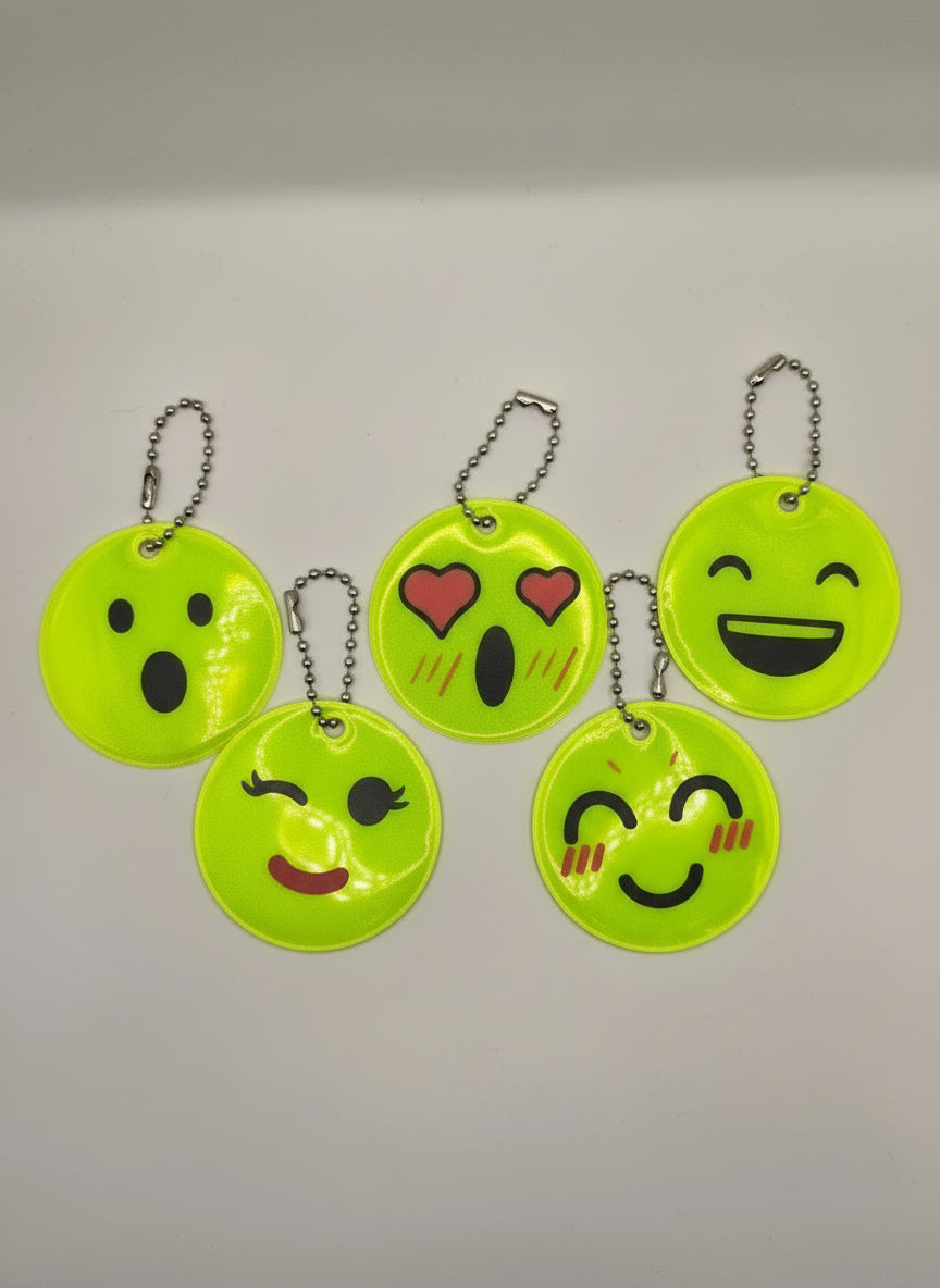 Reflektierender Smiley-Anhänger, Motiv zufällig, 5cm x 5cm (1stk)